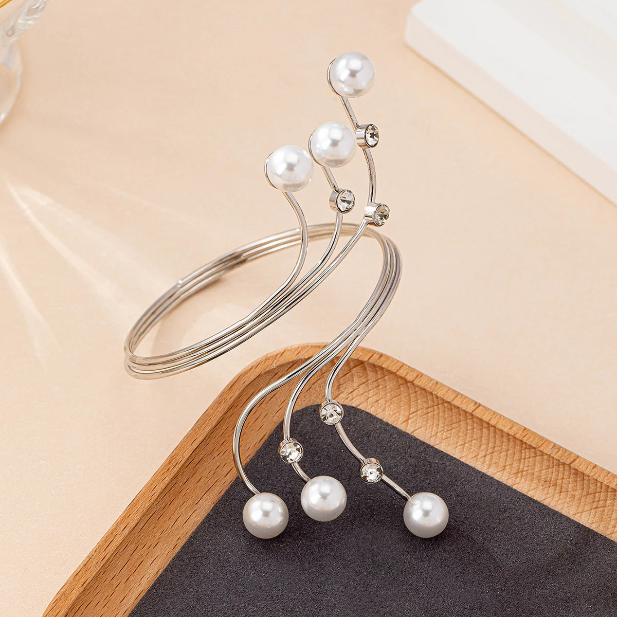 Statement Pearl Cuff Bracelet - Image 2
