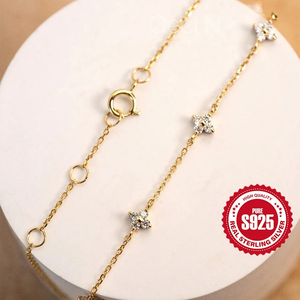 Sterling Silver Diamond Flower Bracelet - Image 3