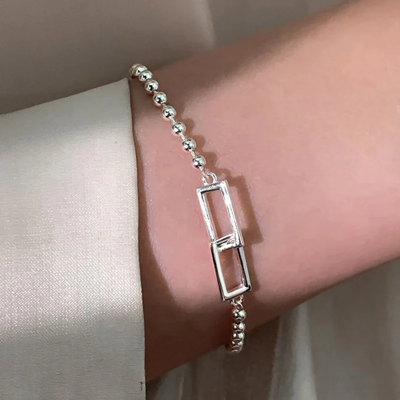 Sterling Silver Geometric Square Beads Bracelet - Image 6