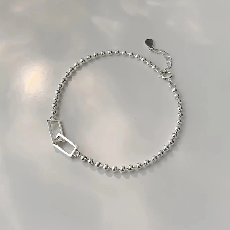 Sterling Silver Geometric Square Beads Bracelet - Image 7