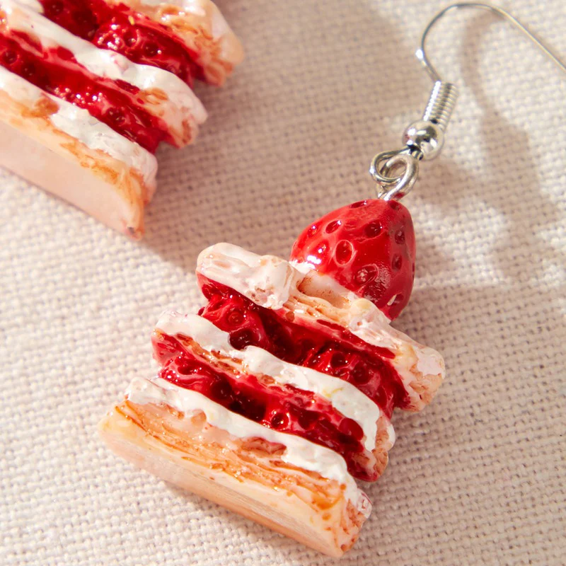 Strawberry Cake Slice Earrings - Image 2