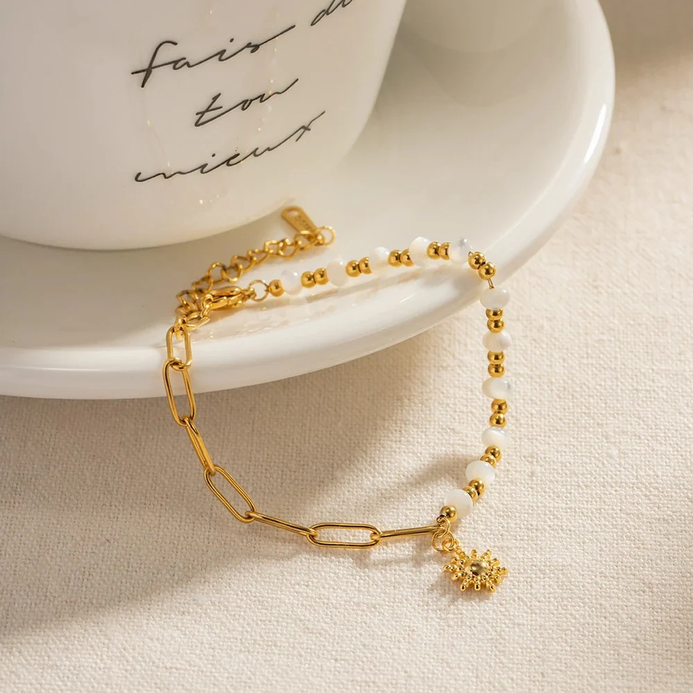 Sun Pearl Paperclip Bracelet - Image 3