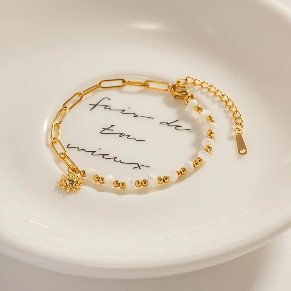 Sun Pearl Paperclip Bracelet - Image 5