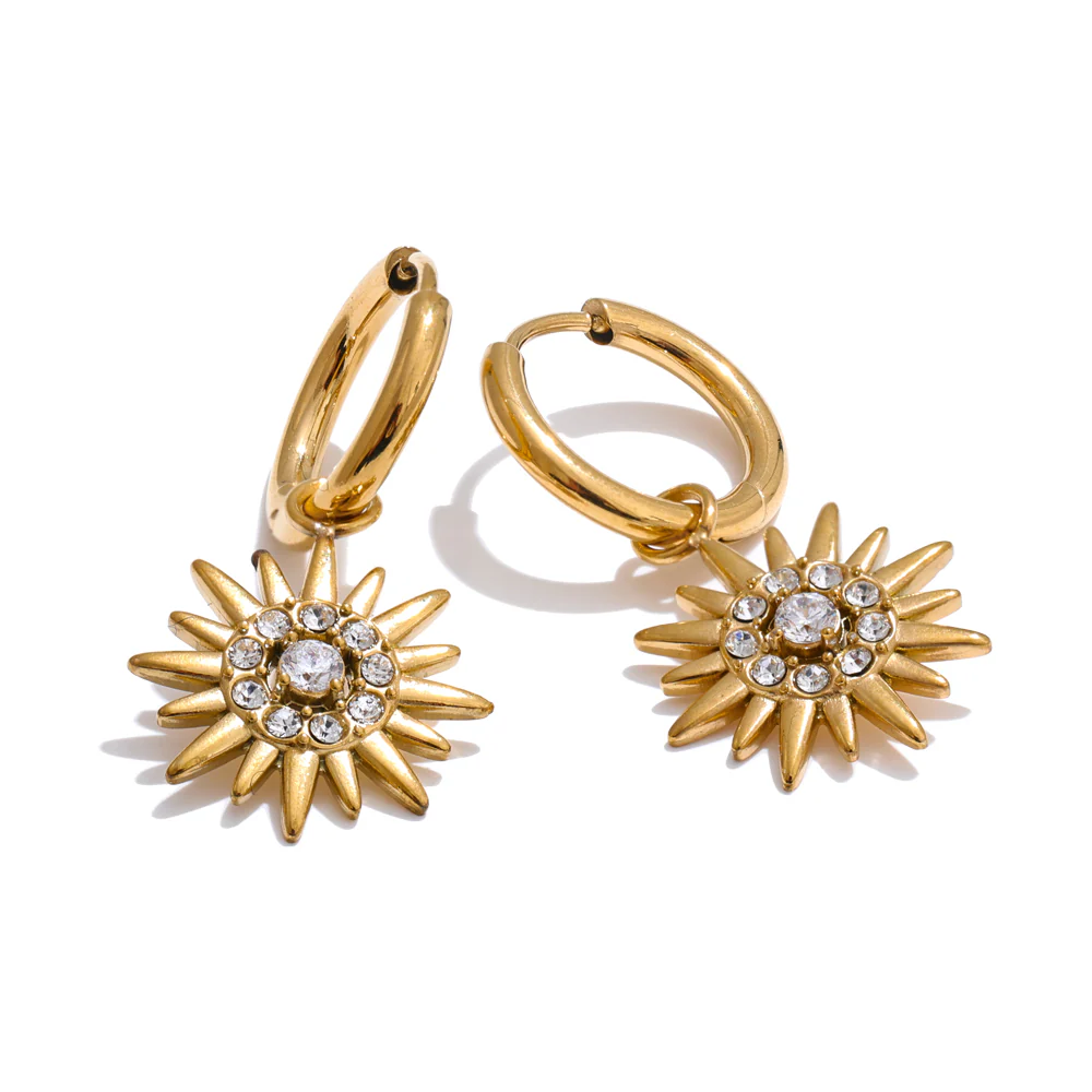 Sunburst Crystal Hoop Earrings - Image 2