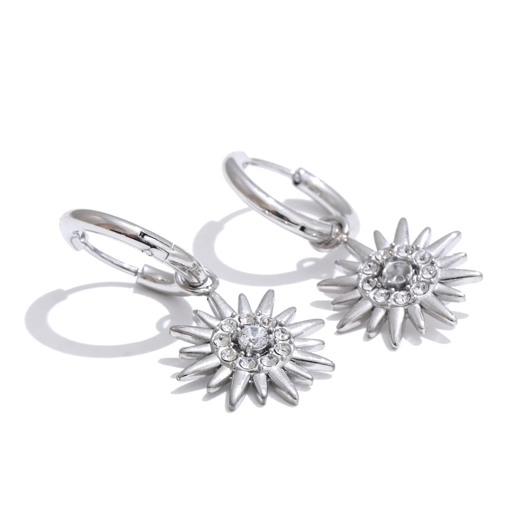 Sunburst Crystal Hoop Earrings - Image 3