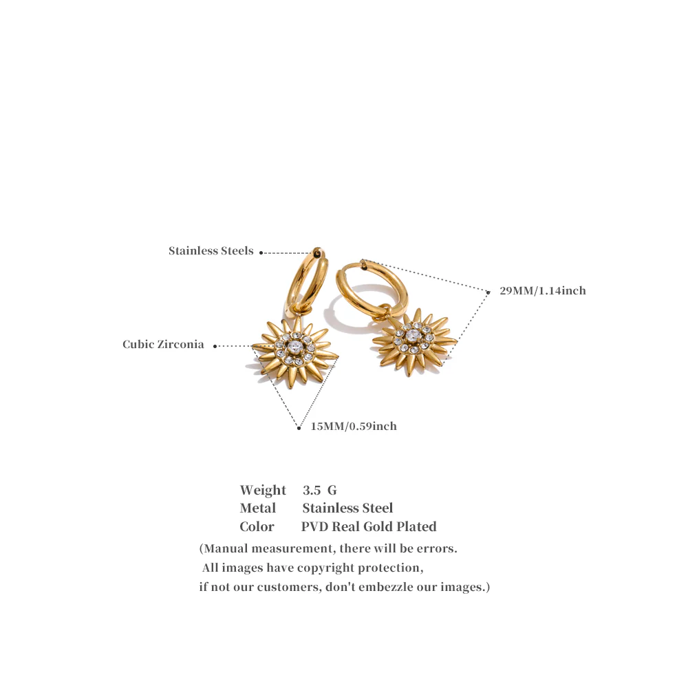 Sunburst Crystal Hoop Earrings - Image 4