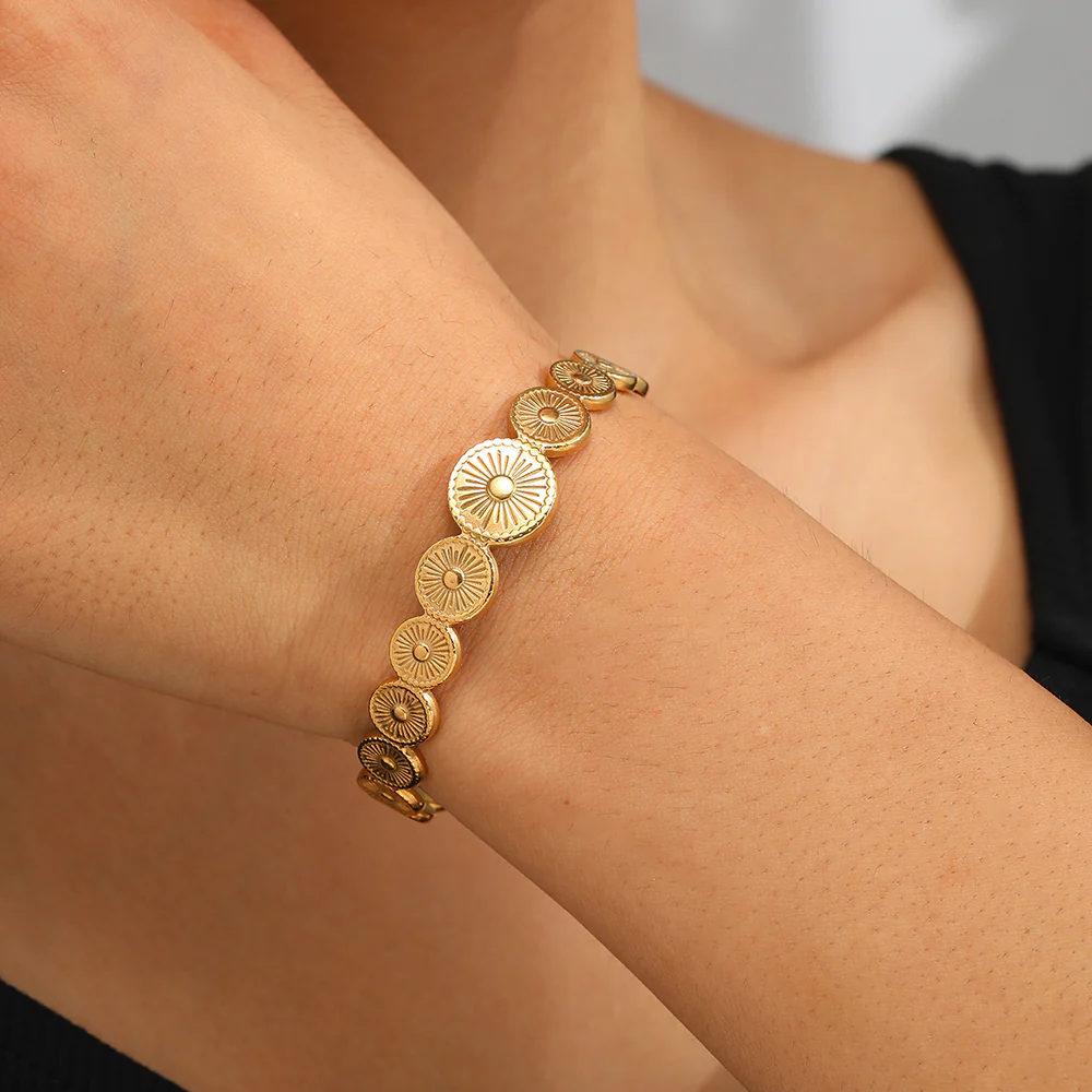 Sunburst Medallion Gold Bracelet