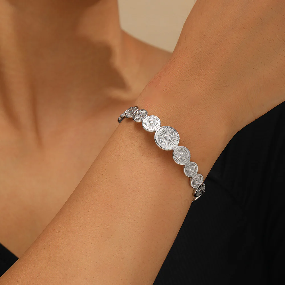 Sunburst Medallion Gold Bracelet - Image 2