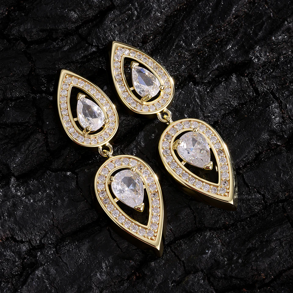 Teardrop Crystal Drop Earrings - Image 3