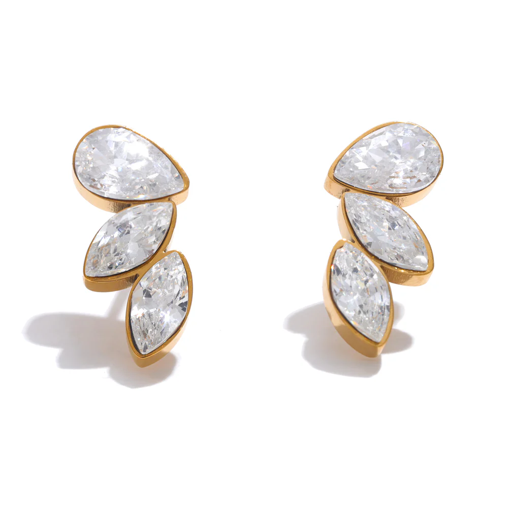 Teardrop Leaf Climber Earrings - Image 2
