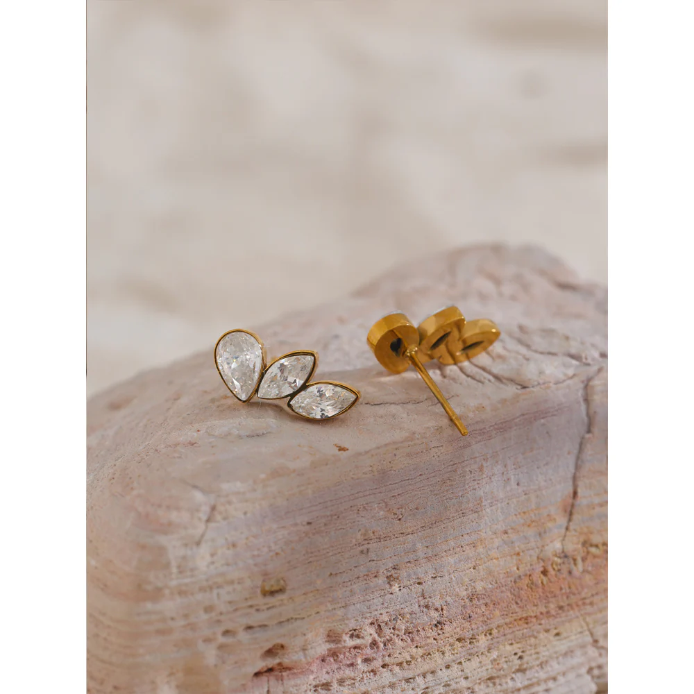 Teardrop Leaf Climber Earrings - Image 3