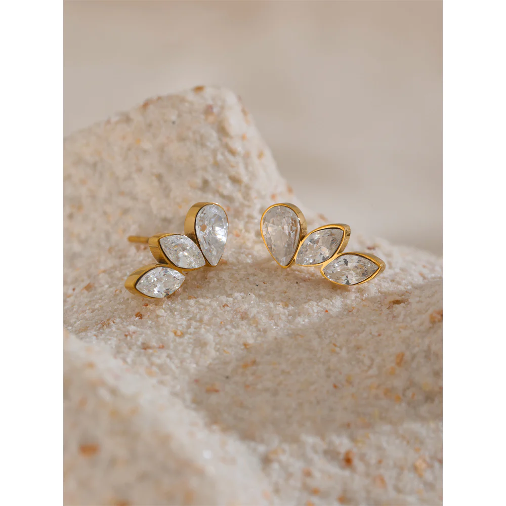 Teardrop Leaf Climber Earrings - Image 4