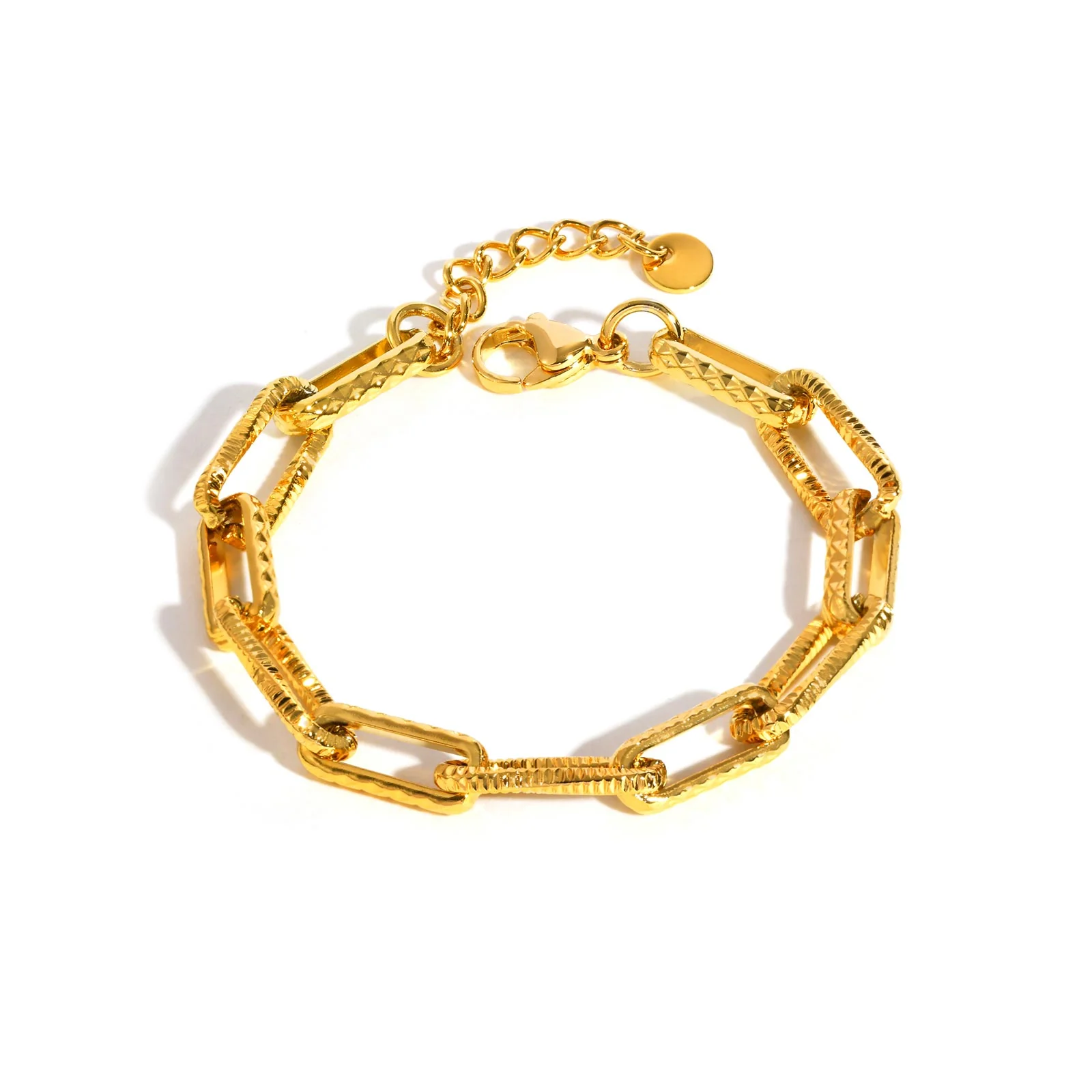 Textured Gold Link Chain Bracelet - Image 2