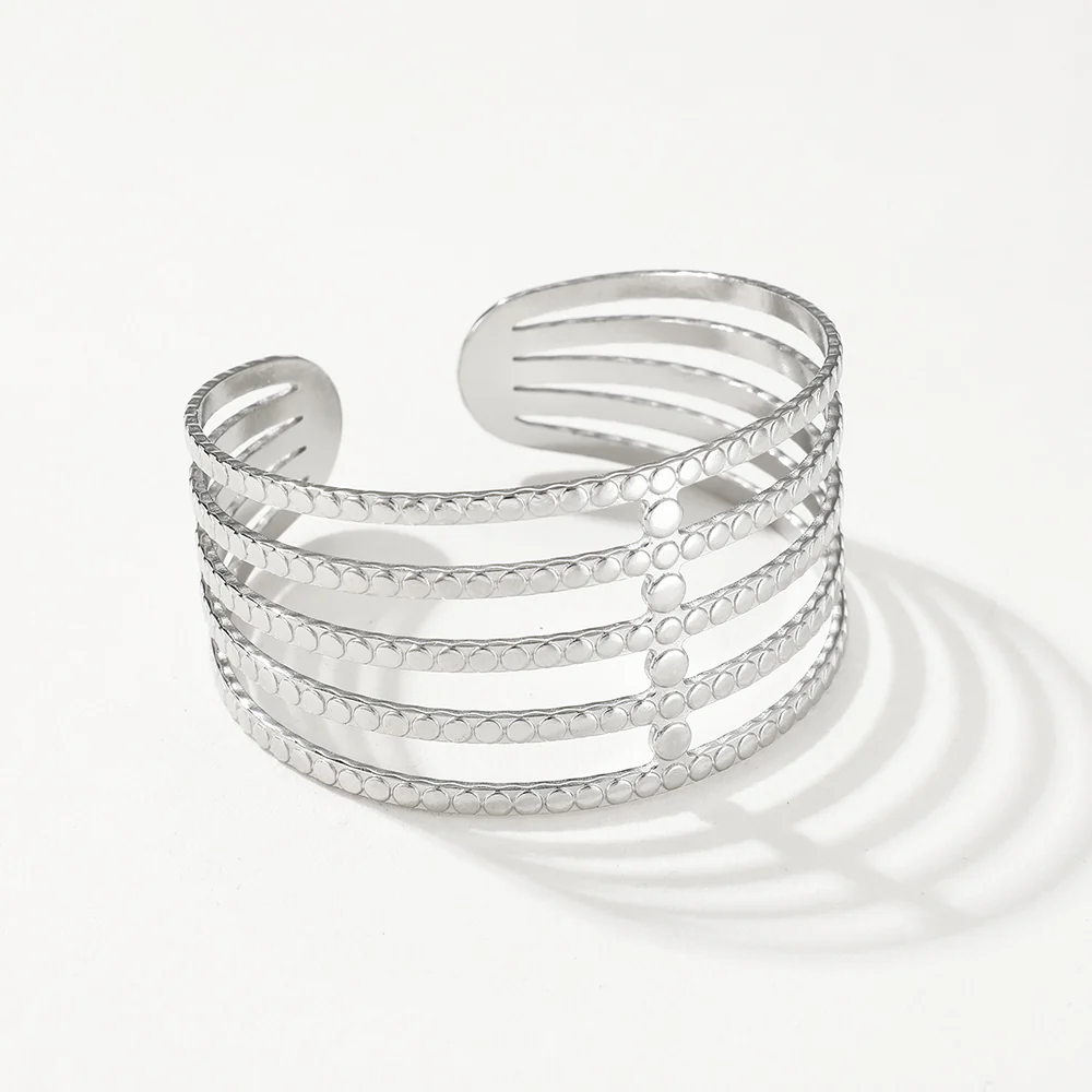 Textured Multi-Band Cuff Bracelet - Image 3