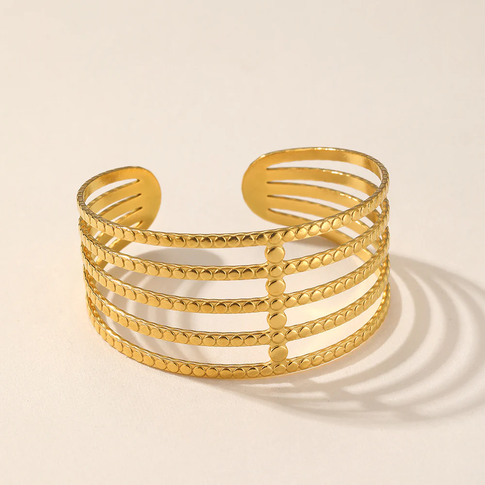 Textured Multi-Band Cuff Bracelet - Image 4