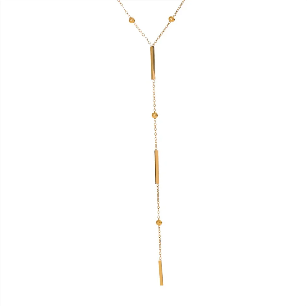 Thin Long Bar Tassel Necklace