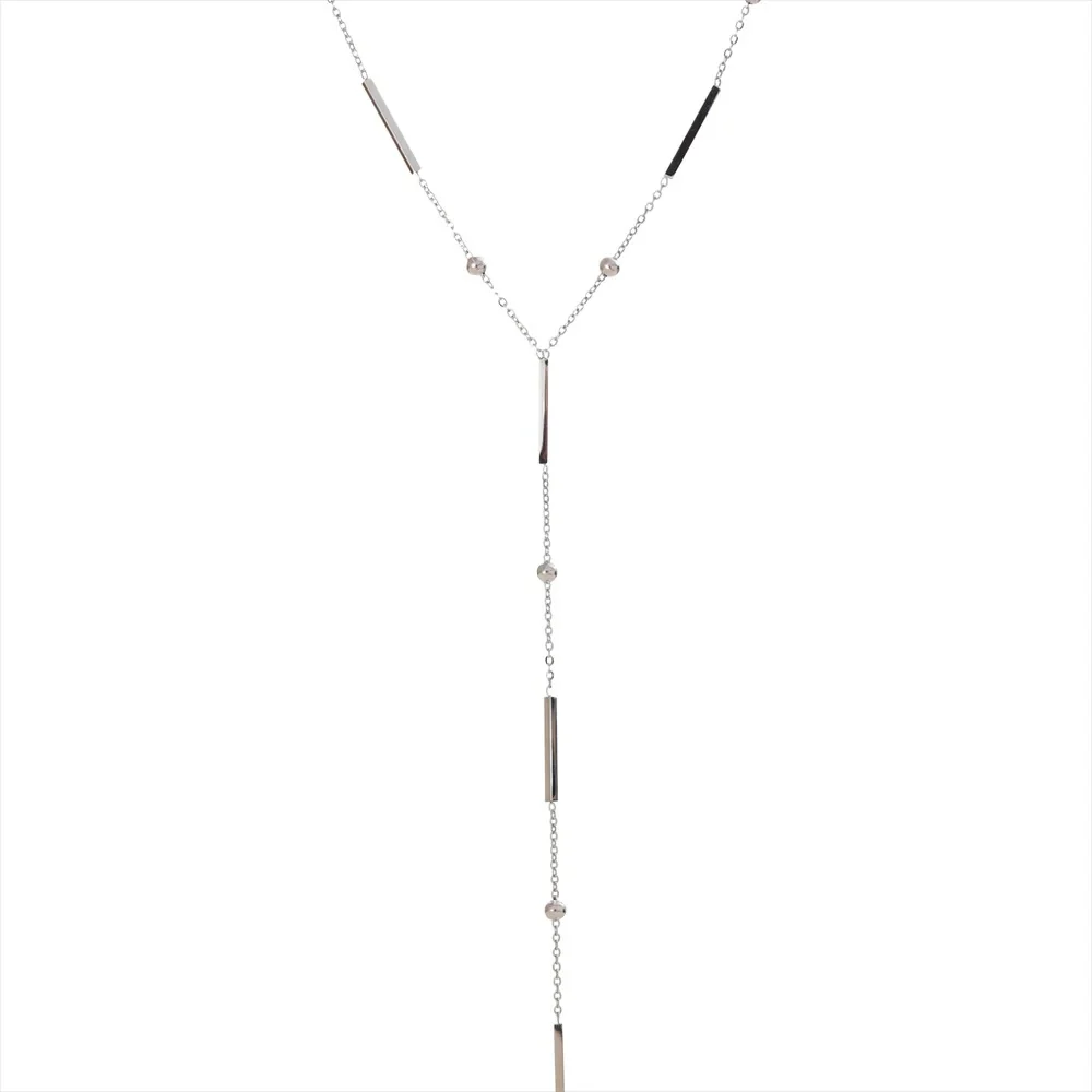 Thin Long Bar Tassel Necklace - Image 2