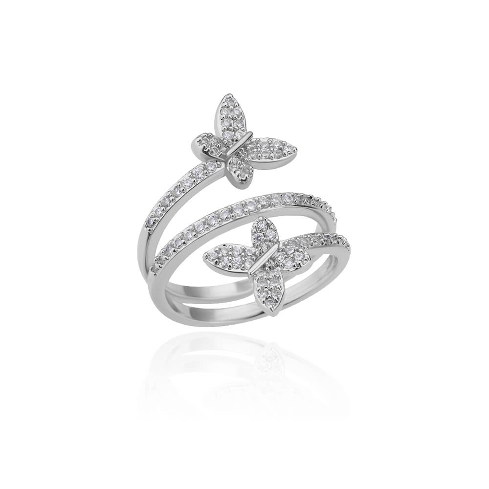 Triple Band Butterfly Pavé Ring - Image 3