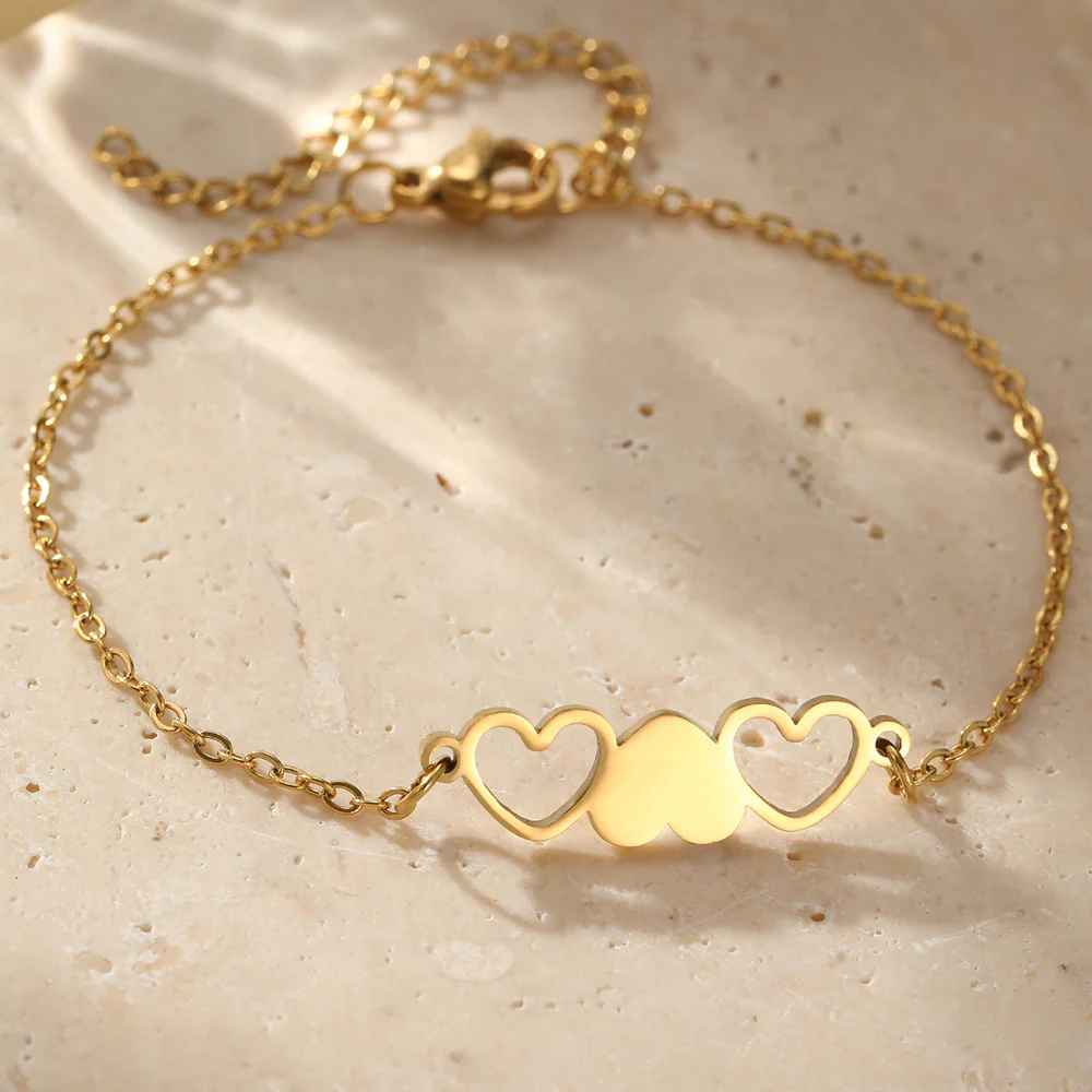 Triple Heart Link Bracelet - Image 3