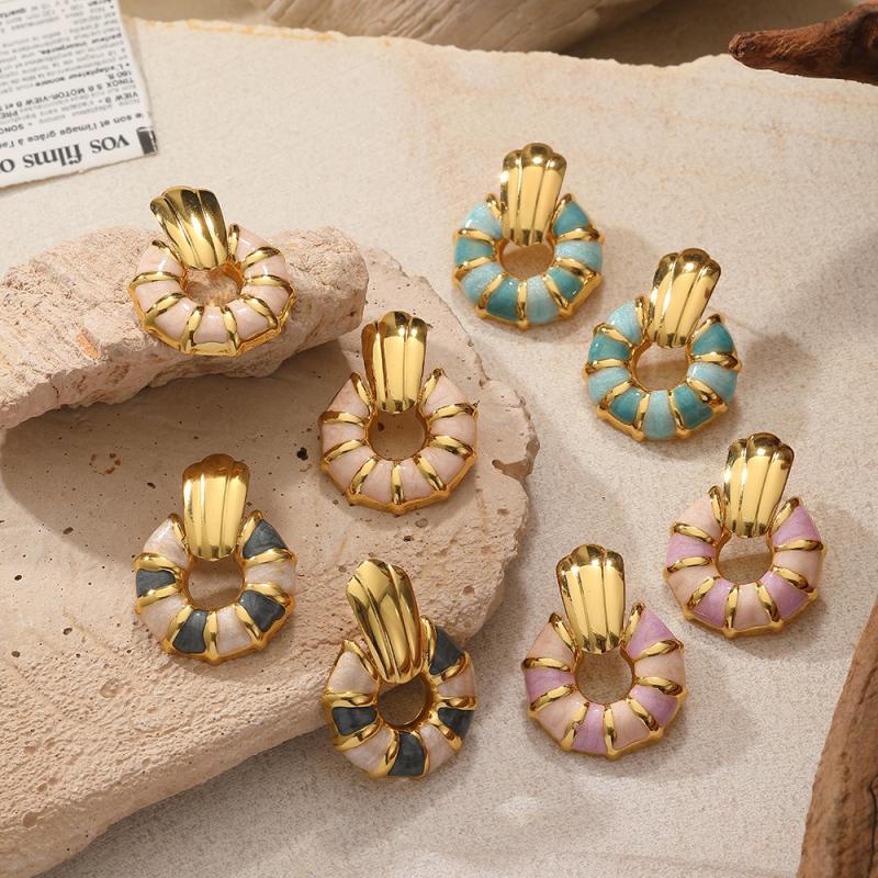 Turquoise Mosaic Hoop Earrings - Image 6