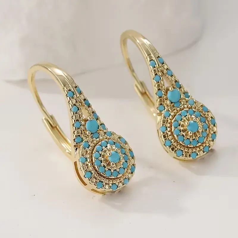 Turquoise Teardrop Earrings - Image 2