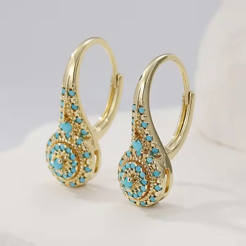 Turquoise Teardrop Earrings - Image 3