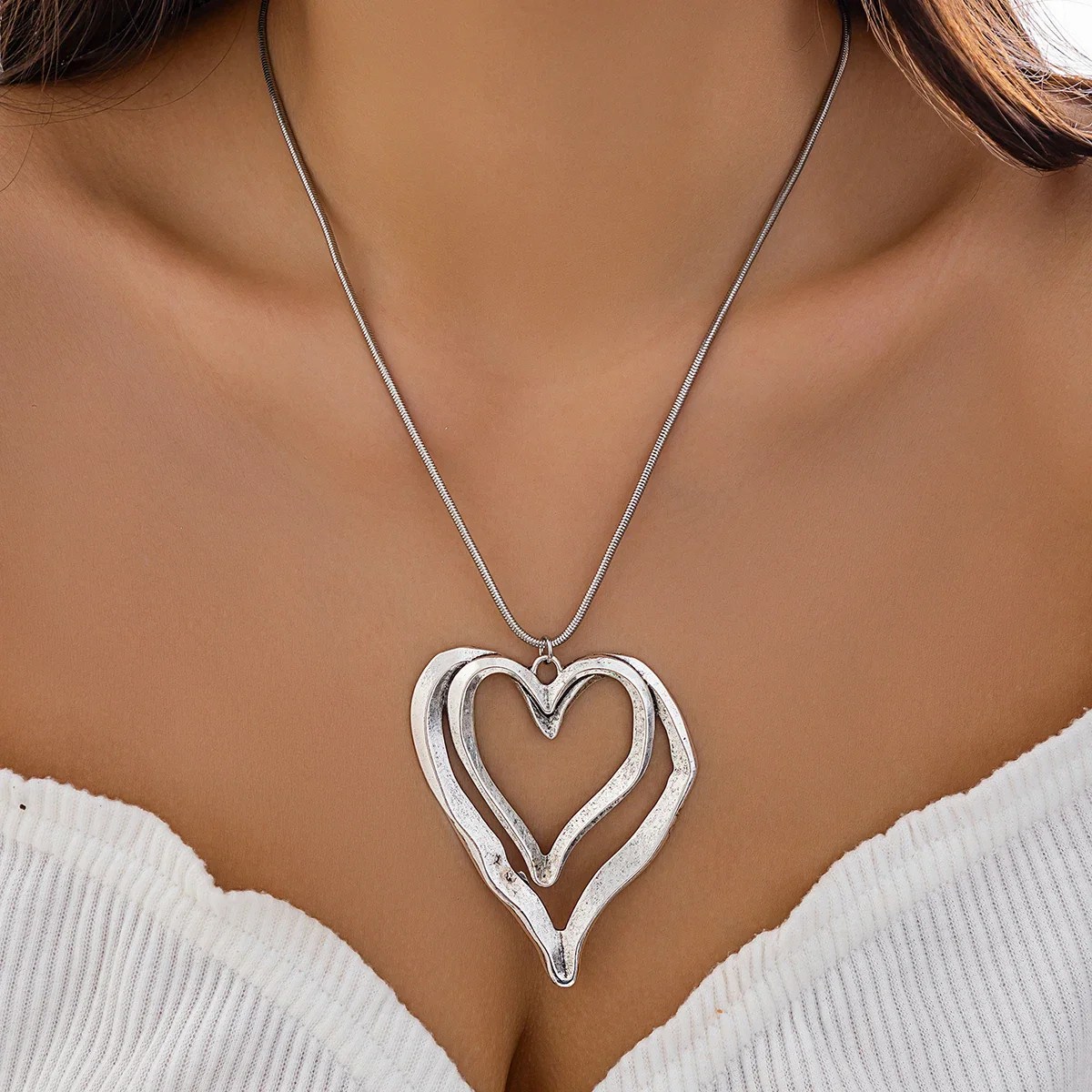 Twin Hollow Hearts Necklace - Image 2