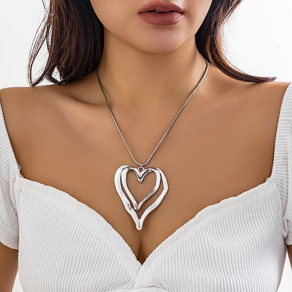 Twin Hollow Hearts Necklace - Image 3