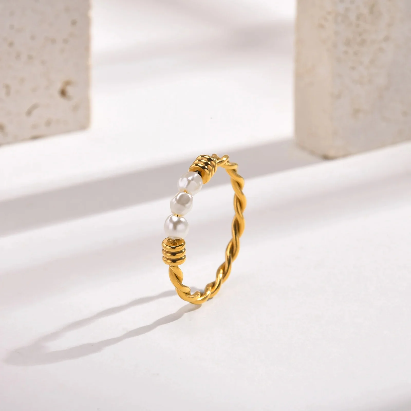 Twisted Braid Pearl Ring - Image 3