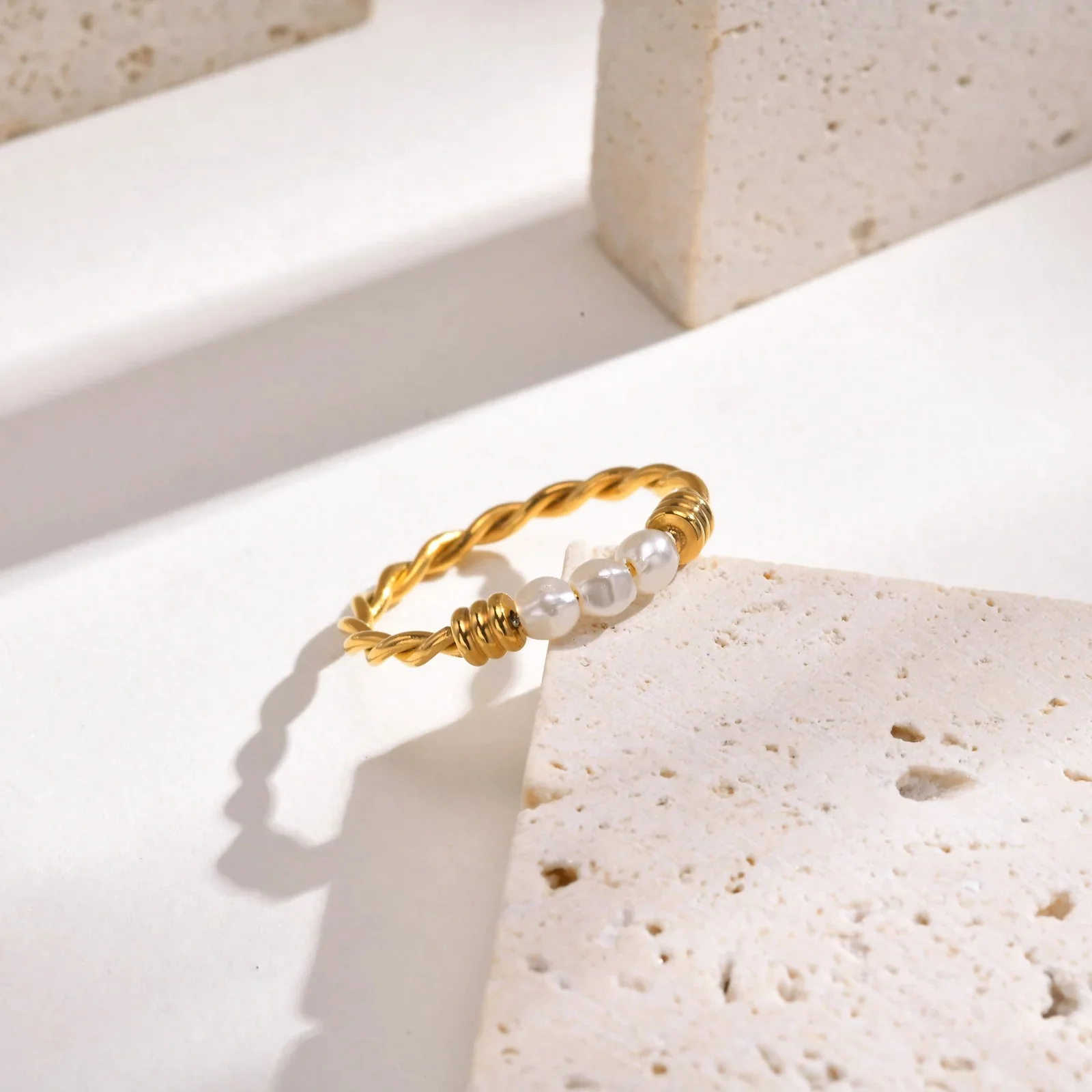 Twisted Braid Pearl Ring - Image 4