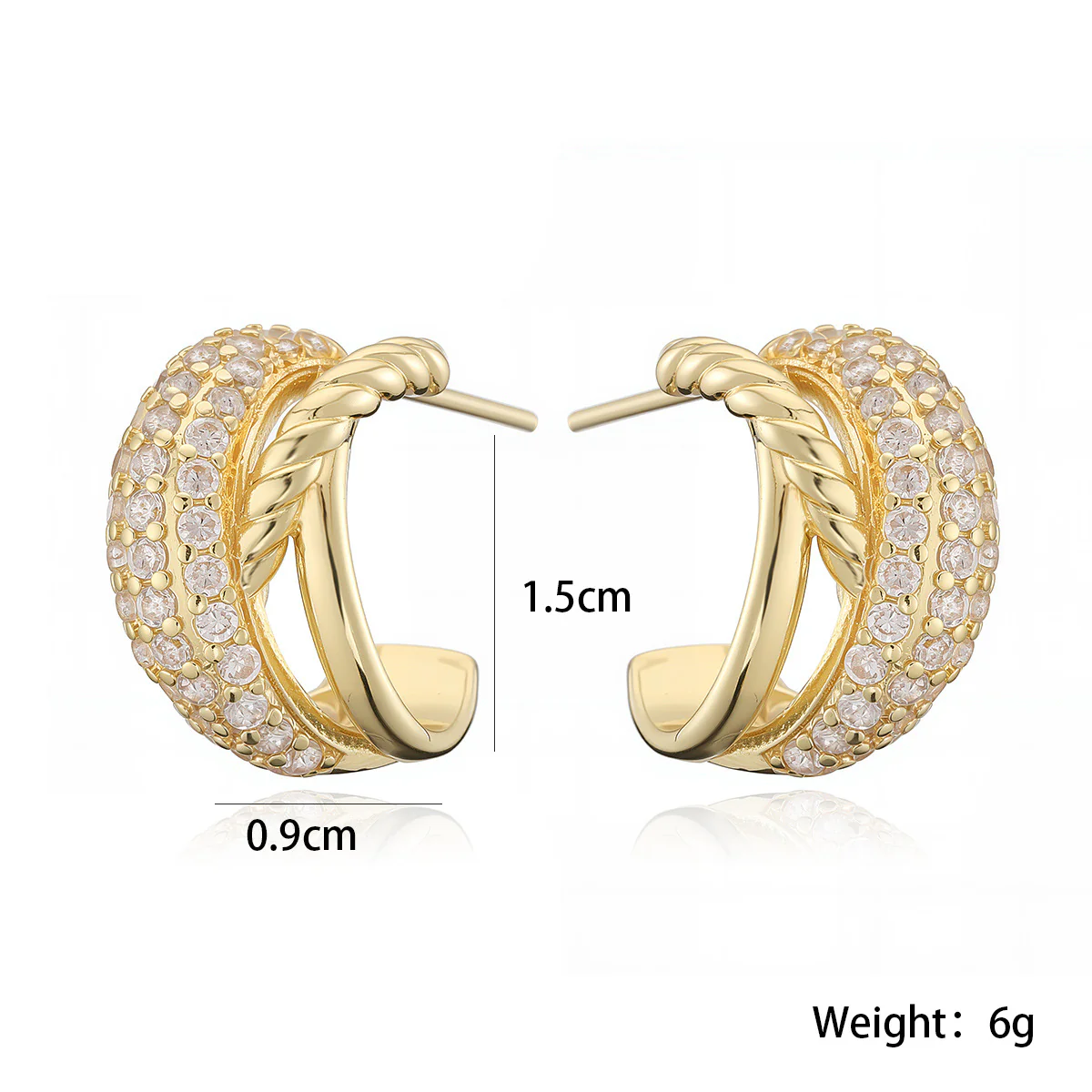 Twisted Crystal Hoop Earrings - Image 4