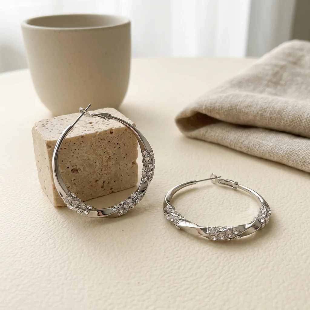 Twisted Hoop Earrings - Image 3