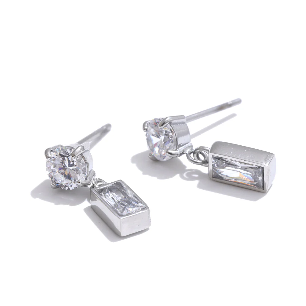 Two-Stone Crystal Drop Earrings - Image 3