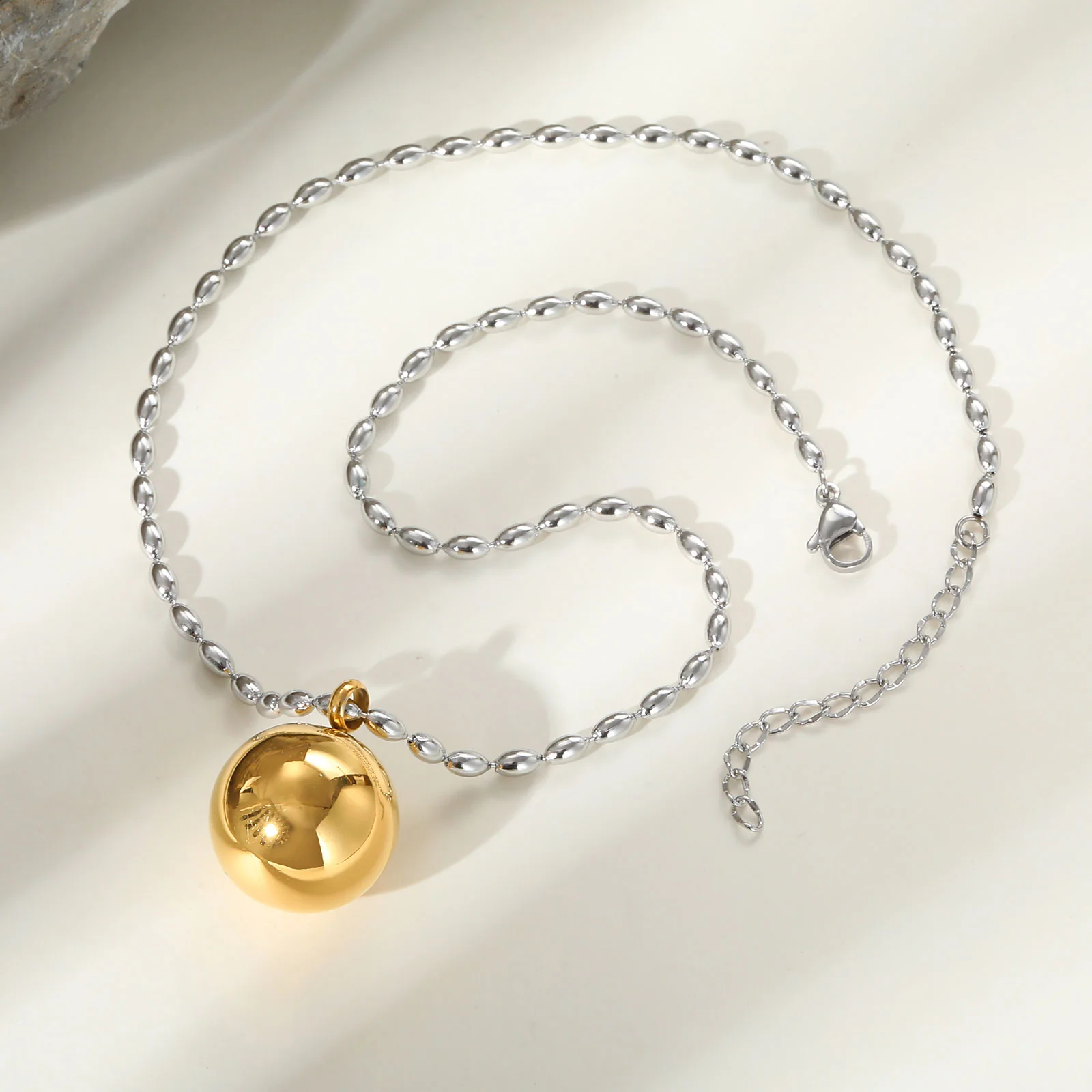 Two-Tone Ball Pendant Necklace - Image 2
