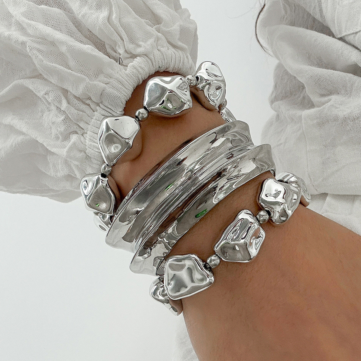 Vintage Beaded Wide Cuff Bracelet - Image 2