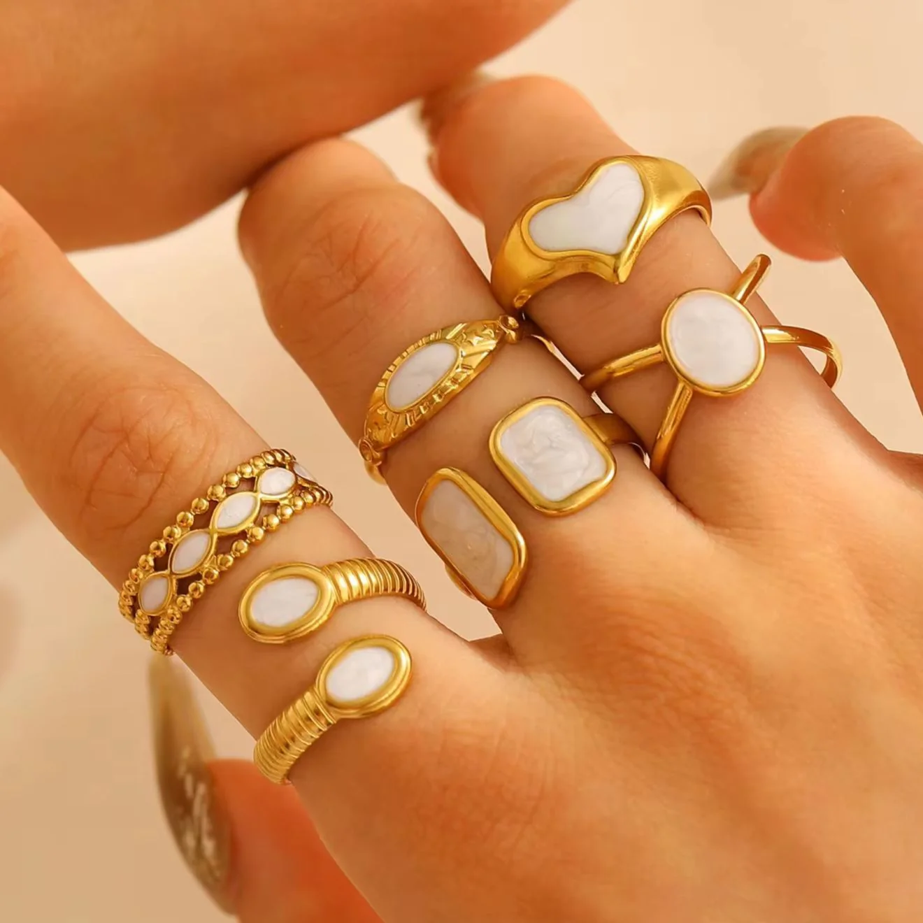 Vintage Gold Oil Drop Stainless Steel Ring