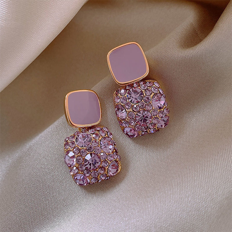 Vintage Purple Crystal Drop Earrings - Image 3