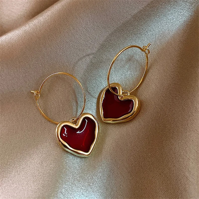 Vintage Red Love Heart Earrings - Image 5