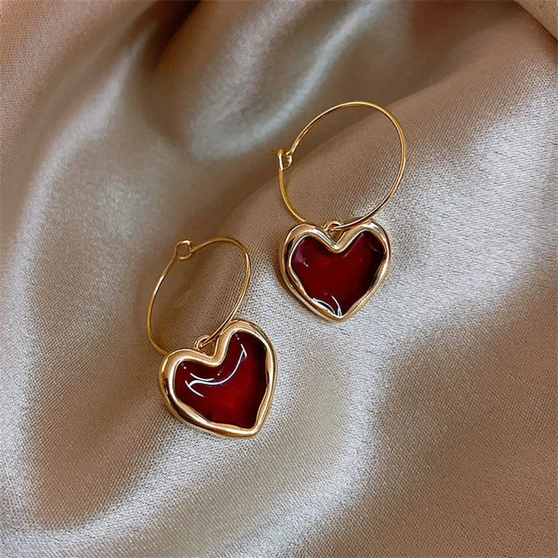 Vintage Red Love Heart Earrings - Image 6