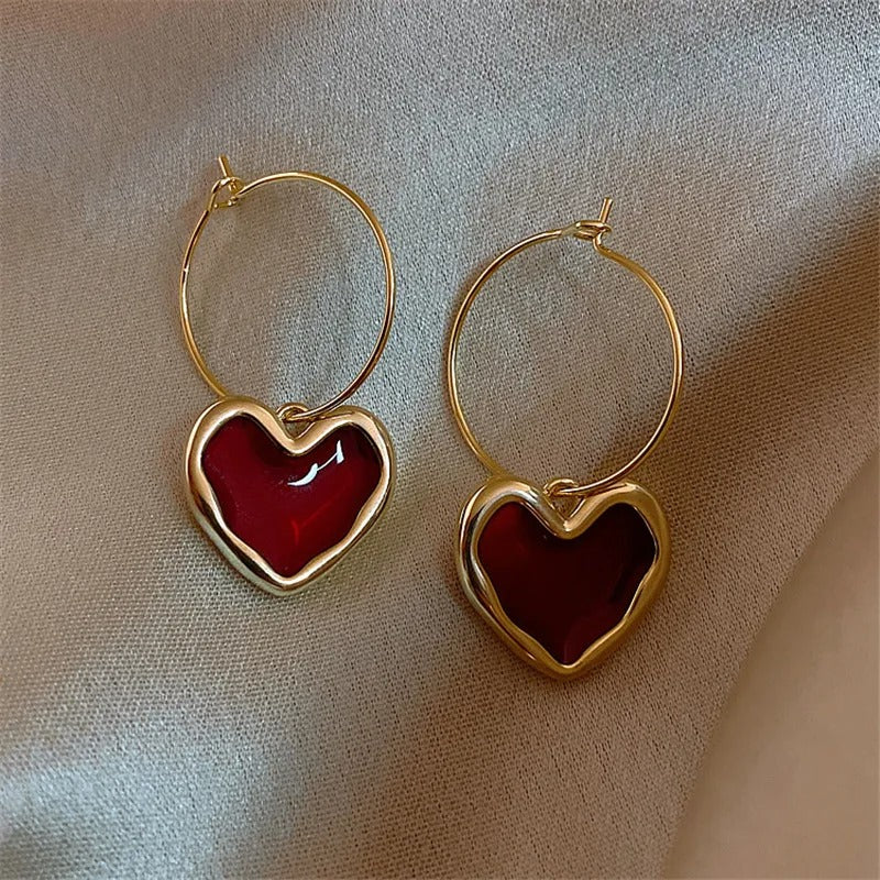 Vintage Red Love Heart Earrings - Image 7
