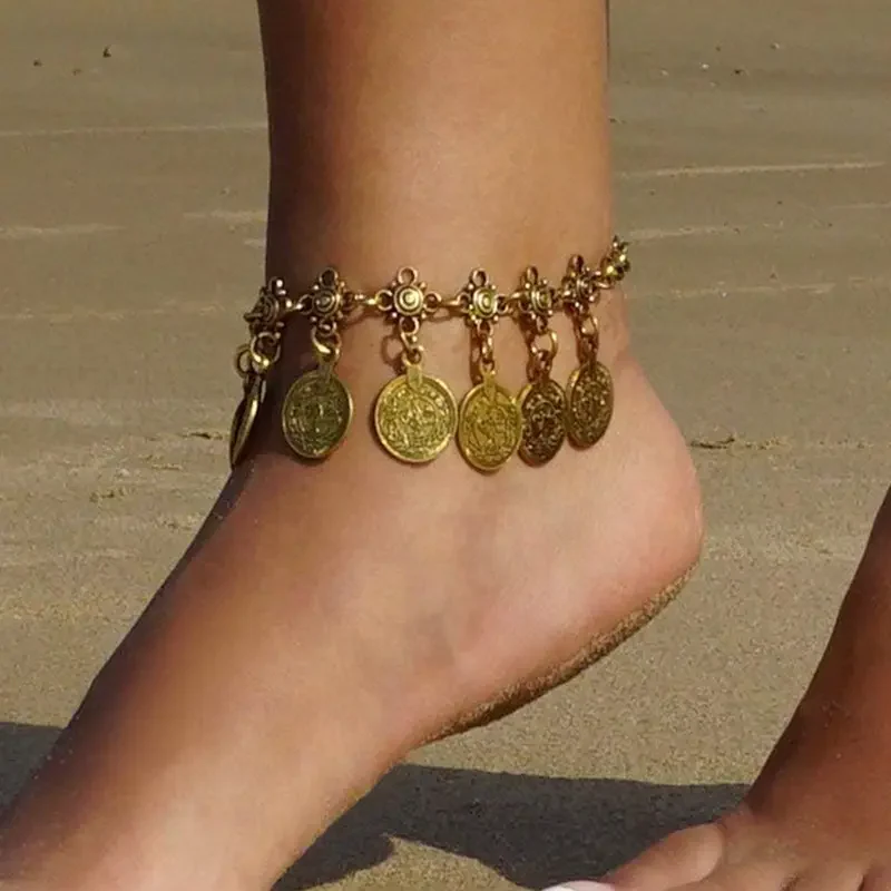 Vintage Round Charm Anklet - Image 3
