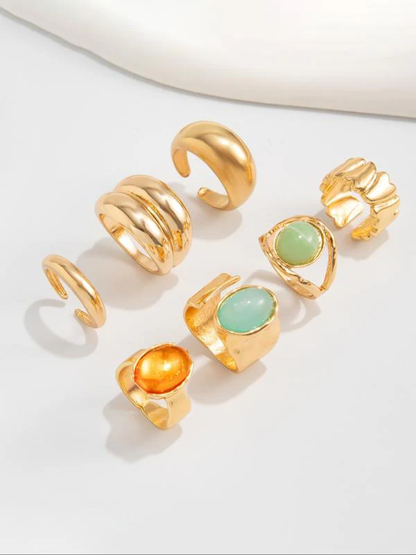 Vintage Stone Ring Set - Image 4