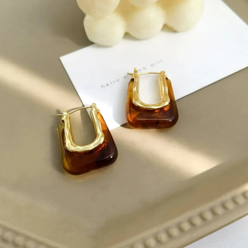 Vintage Transparent "U" Earrings - Image 3