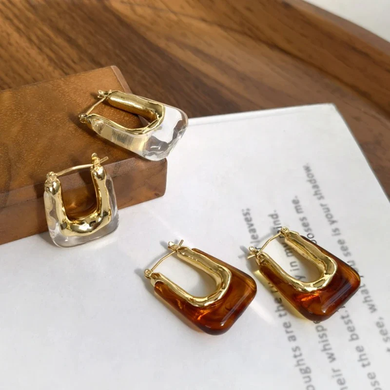 Vintage Transparent "U" Earrings - Image 4
