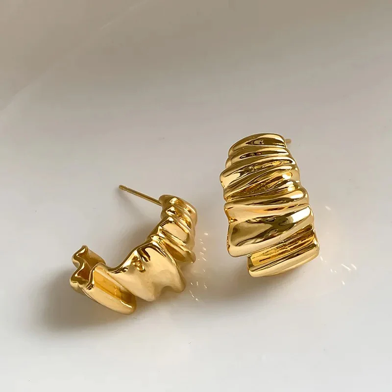 Wavy Ripple Stud Earrings - Image 2