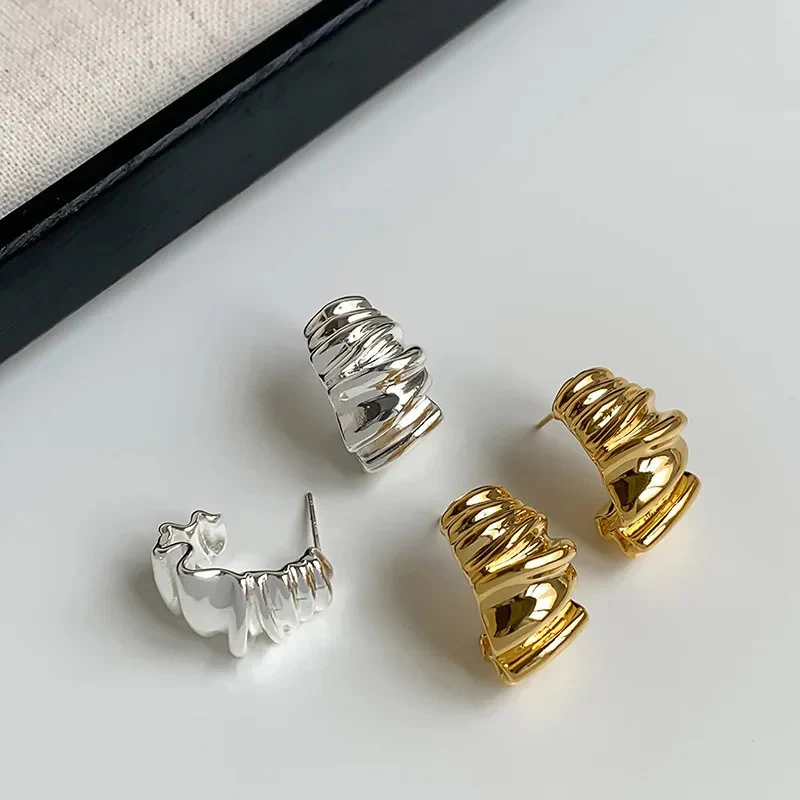 Wavy Ripple Stud Earrings - Image 4