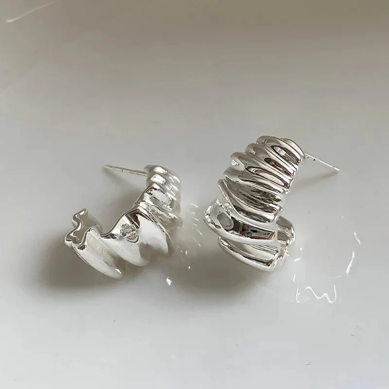 Wavy Ripple Stud Earrings - Image 5