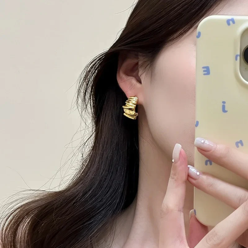 Wavy Ripple Stud Earrings - Image 6