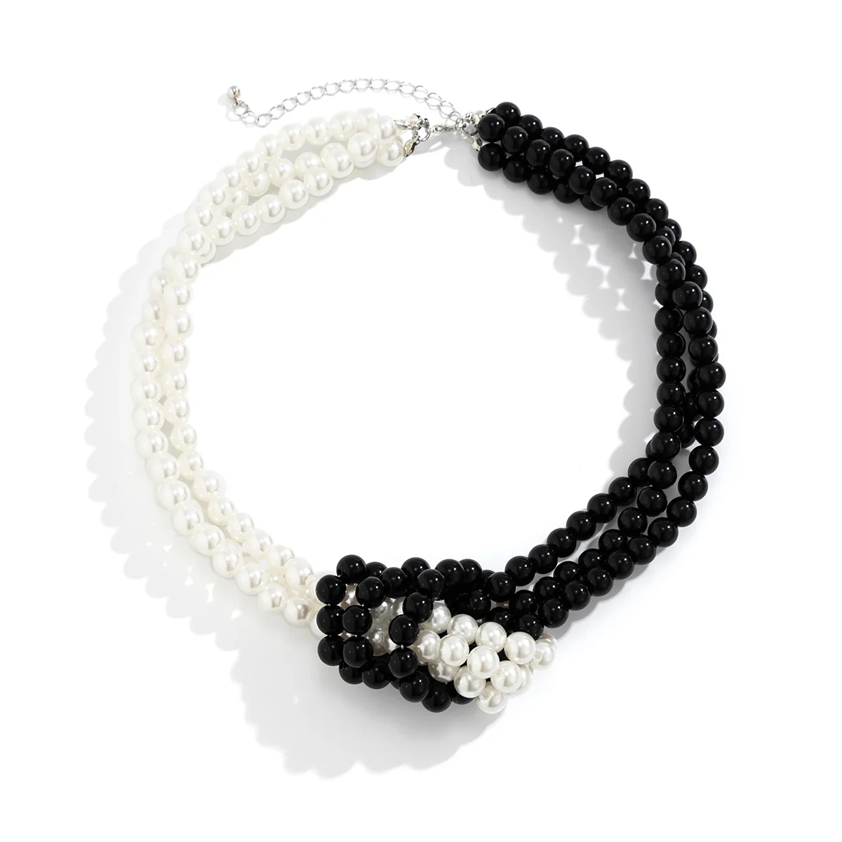 White & Black Pearl Knot Choker Necklace - Image 3