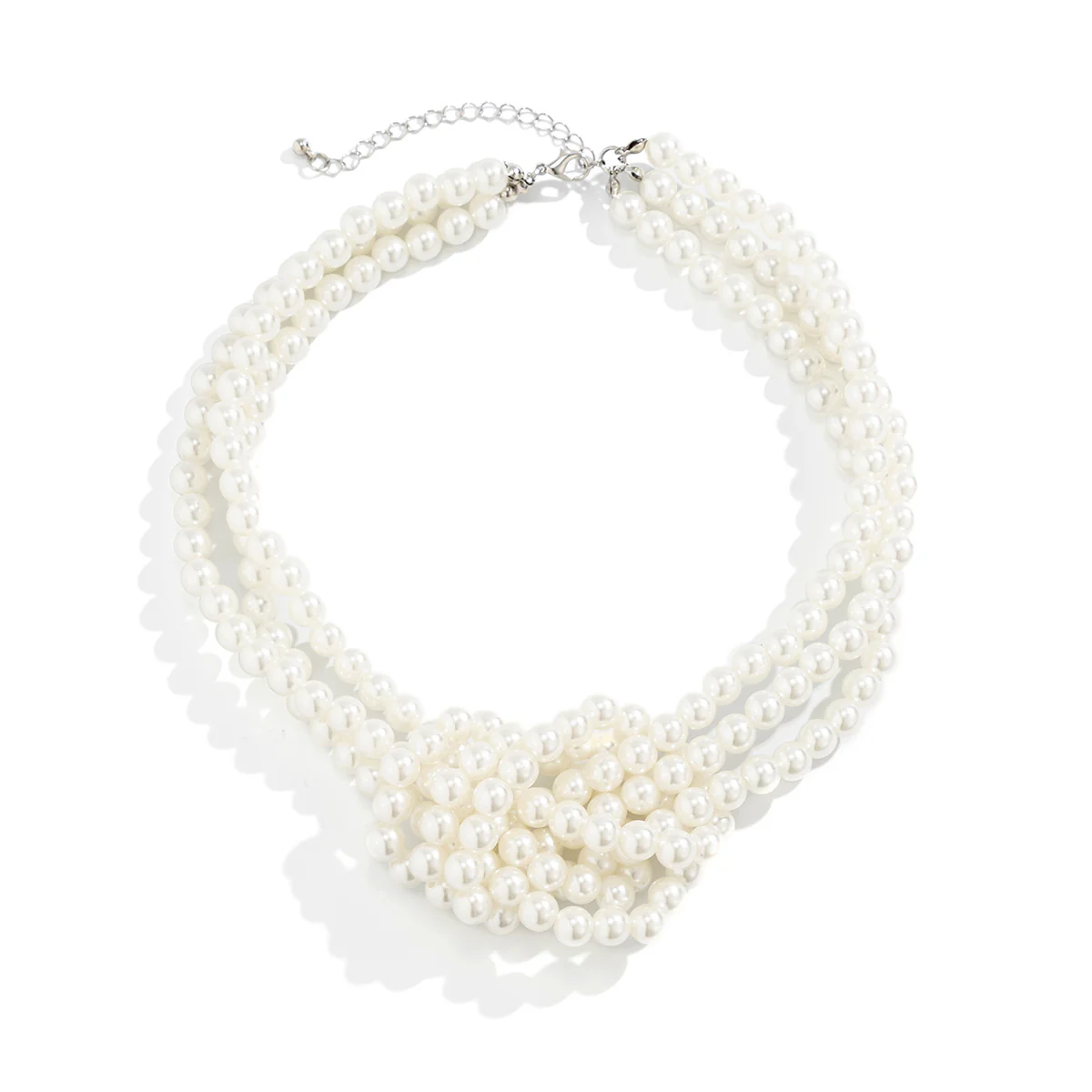 White & Black Pearl Knot Choker Necklace - Image 4